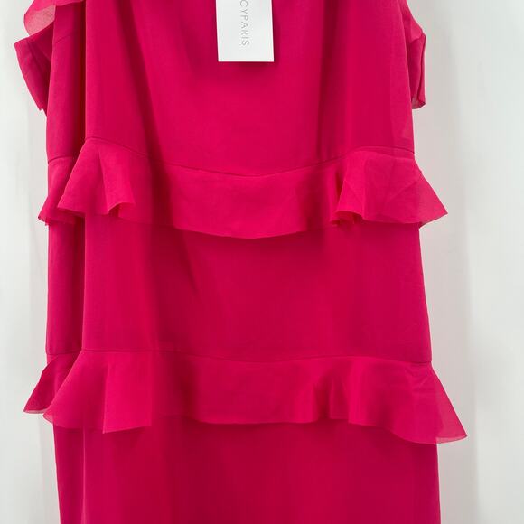 LUCY PARIS Dress Size Extra Large NWT Fuchsia Pink Ruffle Tiered Midi Cocktail - Picture 14 of 16